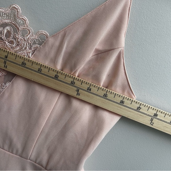Lulu’s Light Peach Mini Dress Size Medium, Semi Formal, Lace, Sheer - Picture 7 of 9